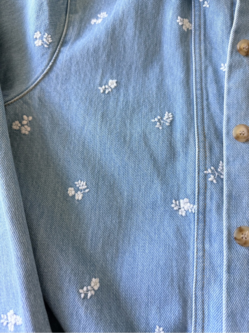 Sézane Will Forever Jacket in Light Blue Floral Denim - Size S - Picture 6 of 7